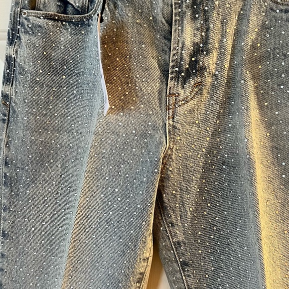 Kensie Women's Rhinestone Blue Straight Leg Jeans - Picture 3 of 8